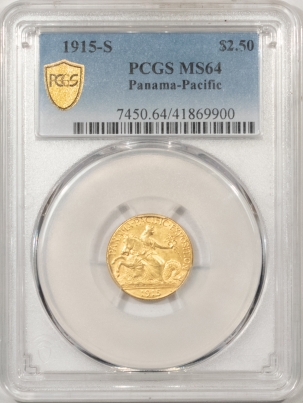 Gold 1915-S $2.50 PAN-PAC GOLD COMMEMORATIVE – PCGS MS-64, PREMIUM QUALITY!