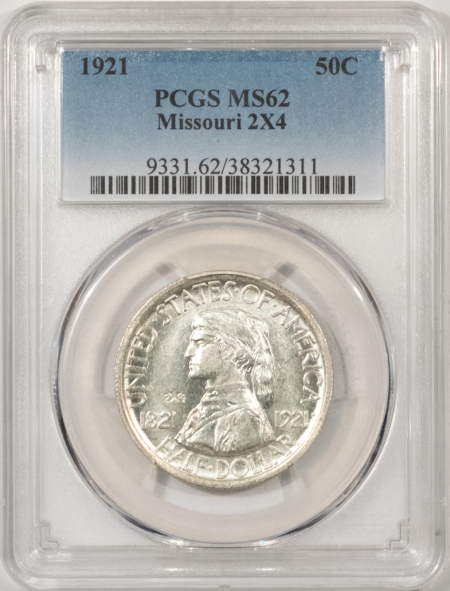 New Certified Coins 1921 MISSOURI 2X4 COMMEMORATIVE HALF DOLLAR – PCGS MS-62 FLASHY WHITE!