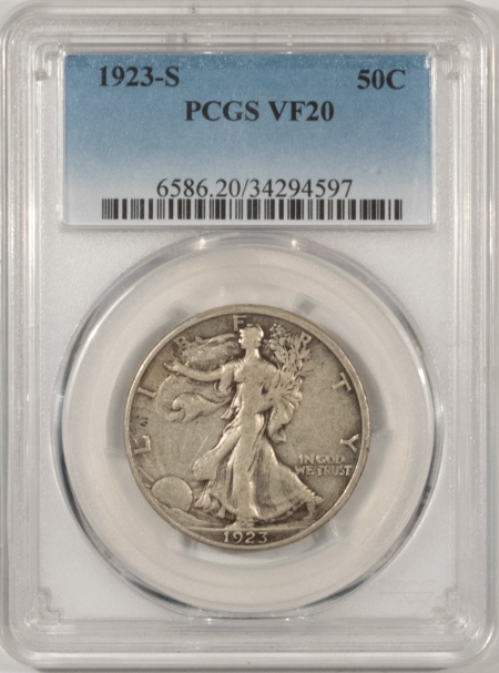 New Certified Coins 1923-S WALKING LIBERTY HALF DOLLAR – PCGS VF-20, UNDER-RATED ORIGINAL & PQ!