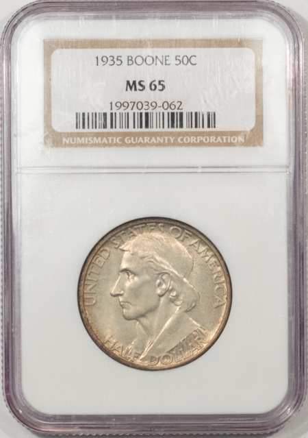 New Certified Coins 1935 BOONE COMMEMORATIVE HALF DOLLAR – NGC MS-65 FRESH PRETTY, PREMIUM QUALITY!