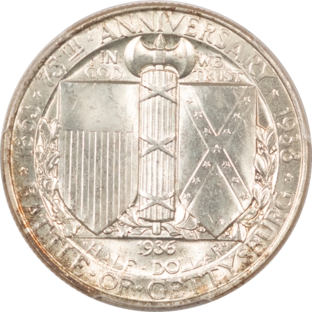 New Certified Coins 1936 GETTYSBURG COMMEMORATIVE HALF DOLLAR – PCGS MS-64 BLAZING LUSTER!