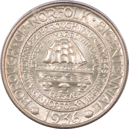 CAC Approved Coins 1936 NORFOLK COMMEMORATIVE HALF DOLLAR – PCGS MS-66 RATTLER, PQ++ & CAC APPROVED