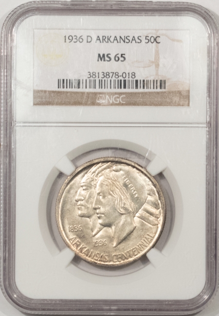 New Certified Coins 1936-D ARKANSAS COMMEMORATIVE HALF DOLLAR – NGC MS-65 FRESH GEM!