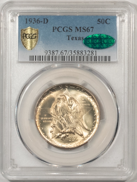 CAC Approved Coins 1936-D TEXAS COMMEMORATIVE HALF DOLLAR – PCGS MS-67 FRESH, PQ & CAC APPROVED!