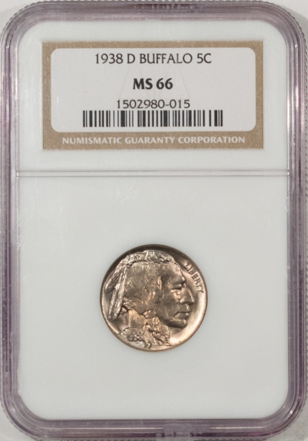 New Store Items 1938-D BUFFALO NICKEL – NGC MS-66, PRETTY!