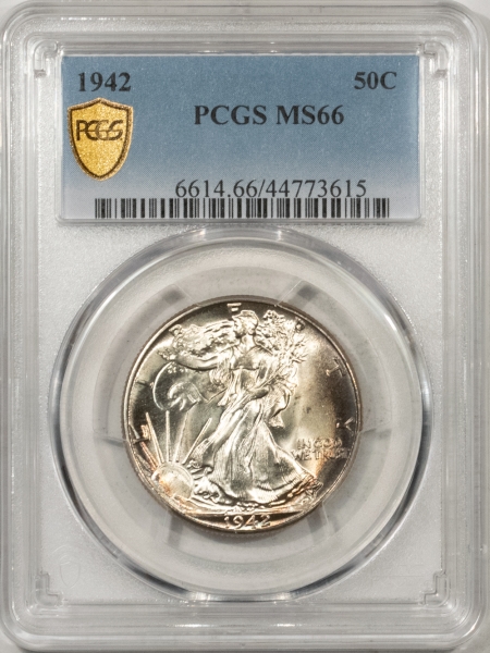 New Certified Coins 1942 WALKING LIBERTY HALF DOLLAR – PCGS MS-66 PREMIUM QUALITY, GORGEOUS!