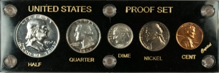 New Store Items 1952 U.S. 5 COIN SILVER PROOF SET, CH-GEM PROOF & FRESH, VINTAGE CAPITAL HOLDER