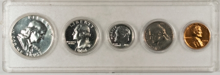 New Store Items 1954 U.S. 5 COIN SILVER PROOF SET, UNTONED CHOICE PROOF, WHITMAN SNAP CASE
