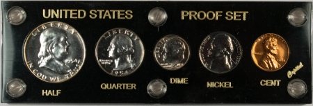 New Store Items 1954 U.S. 5 COIN SILVER PROOF SET NICE GEM PROOF & FRESH, VINTAGE CAPITAL HOLDER