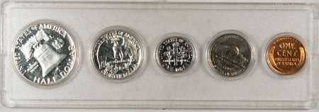 New Store Items 1954 U.S. 5 COIN SILVER PROOF SET, UNTONED CHOICE PROOF, WHITMAN SNAP CASE