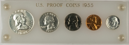 New Store Items 1955 U.S. 5 COIN SILVER PROOF SET NICE GEM PROOF & FRESH, VINTAGE CAPITAL HOLDER
