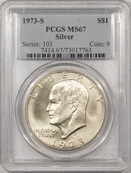 Eisenhower Dollars 1973-S EISENHOWER SILVER DOLLAR – PCGS MS-67