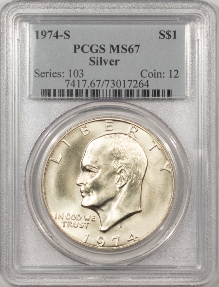 Eisenhower Dollars 1974-S EISENHOWER SILVER DOLLAR – PCGS MS-67