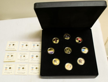 Modern Commems 2010 VANCOUVER WINTER OLYMPICS CANADA 9 COIN $25 GOLD/SILVER FULL SET, OGP, RARE