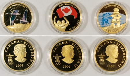 Modern Commems 2010 VANCOUVER WINTER OLYMPICS CANADA 9 COIN $25 GOLD/SILVER FULL SET, OGP, RARE