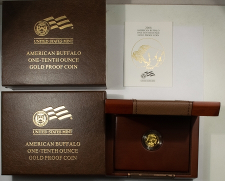 American Gold Eagles RARE FRACTIONAL 2008-W 1/10 OUNCE GOLD BUFFALO-GEM PROOF, OGP, BOX & COA