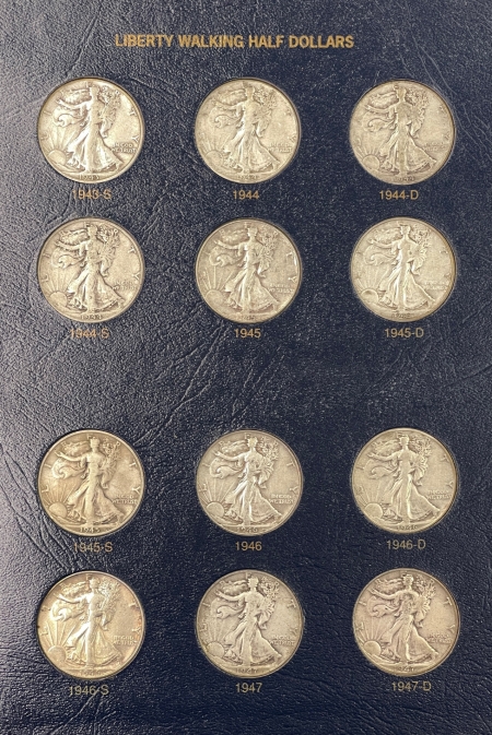 Half Dollars 1916-1947-D 65 COIN WALKING LIBERTY HALF DOLLAR COMPLETE SET, NICE G+, NICE KEYS