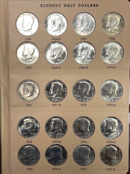 Half Dollars 1964-2007D KENNEDY HALF DOLLAR COMPLETE 80 COIN UNCIRCULATED SET IN DANSCO ALBUM