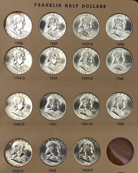 Franklin Halves 1948-1963D FRANKLIN HALF DOLLAR COMPLETE 35 COIN SET NICE BRILLIANT UNCIRCULATED