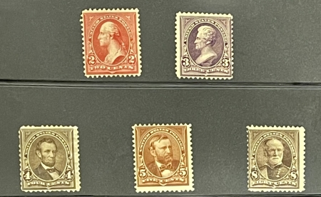 U.S. Stamps SCOTT #267-270 & 272; MOG, BETTER STAMPS W/ SMALL FAULTS, AVG CENTER, CAT $190+