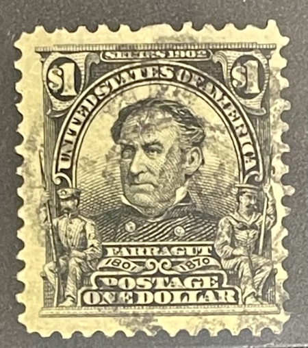U.S. Stamps SCOTT #311 $1 BLACK, USED, ABOUT VF & SOUND; CAT $90