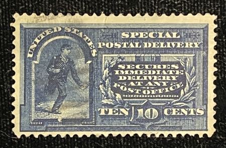 U.S. Stamps SCOTT #E-4 10c BLUE, LINE UNDER “TEN CENTS”, USED, FINE & SOUND-CAT $110