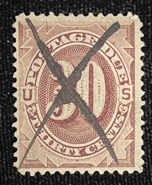 U.S. Stamps SCOTT #J-20 30c RED-BROWN, USED, MANUSCRIPT CANCEL, FINE CENTERING, CAT $70