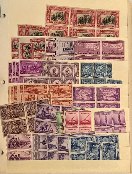 U.S. Stamps 7 PAGE DEALER STOCKBOOK-U.S. MINT SINGLES, 1930’s-40’s, MOST MOG-NH, CAT $500+!