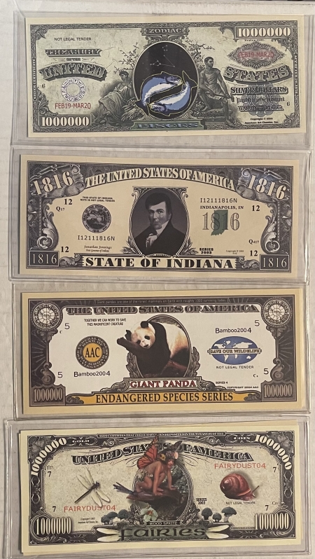 Other Numismatics 48 PIECE NOVELTY CURRENCY LOT, MANY RETAIL $25 & UP; GREAT RESELLER’S LOT!