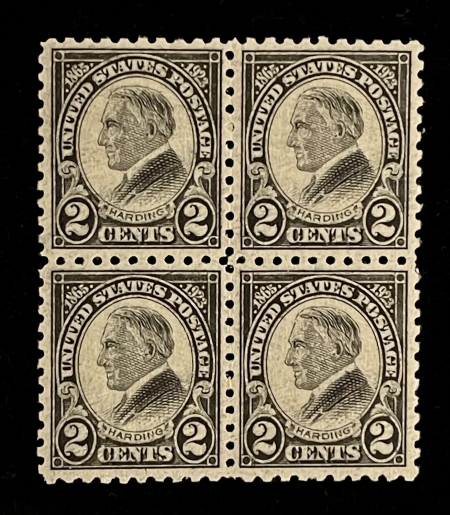 U.S. Stamps SCOTT #612 2c BLACK, BLOCK OF 4, MOG-NH, (TL STAMP VLH), VF+, GEM BLOCK-CAT $112