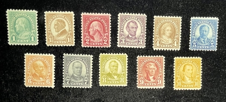 U.S. Stamps SCOTT #581-591 1c-10c COMPLETE, MOG-HINGED, FRESH F/VF SET (11), CAT $176.75
