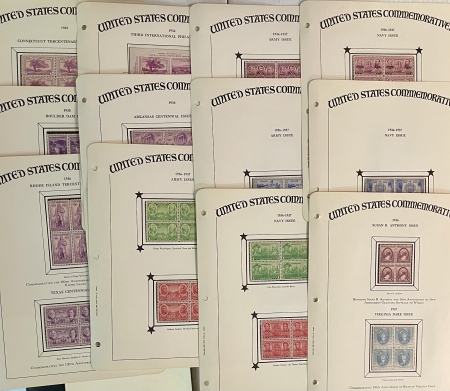 U.S. Stamps U.S. COMMEMORATIVE ALBUM, BLOCKS OF 4, 1935-56, MOG & FRESH, 98 PAGES-CAT $350+
