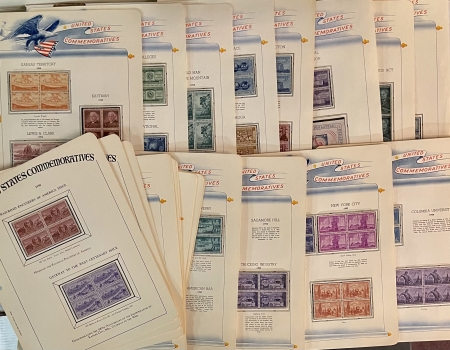 U.S. Stamps U.S. COMMEMORATIVE ALBUM, BLOCKS OF 4, 1935-56, MOG & FRESH, 98 PAGES-CAT $350+