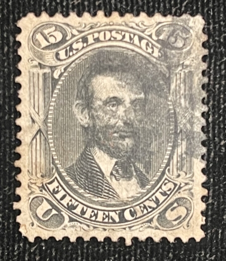 U.S. Stamps SCOTT #77, 15c, BLACK, USED, ABOUT VERY FINE – CAT $175