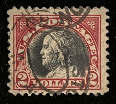 U.S. Stamps SCOTT #547 $2 RED/BLACK, USED, abt VF & SOUND-CATALOG $40