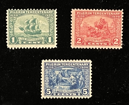 U.S. Stamps SCOTT #548-550, 1c-5c PILGRIM TERCENTENNARY, MOG-H, #550 W/ VF CENTERING-CAT $42