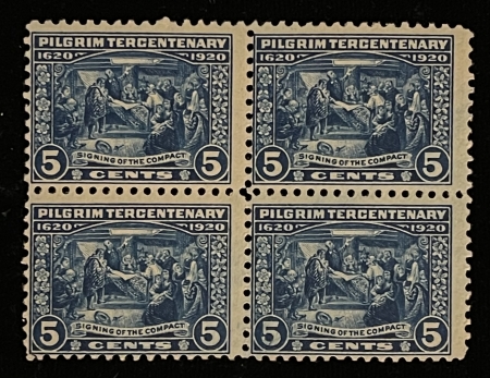 U.S. Stamps SCOTT #550 5c DARK BLUE, BLOCK OF 4, MOG-NH, abt FINE & P.O. FRESH-CATALOG $260