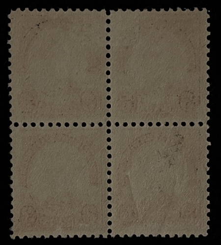 U.S. Stamps SCOTT #555 3c VIOLET, BLOCK OF 4, MOG-LH, VF & FRESH, BOTTOM RT-NH, CAT $72.50