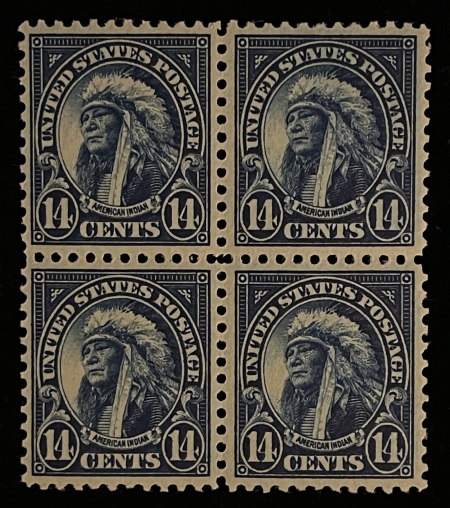 U.S. Stamps SCOTT #565 14c BLUE, BLOCK OF 4, MOG-NH, VF & P.O. FRESH – CAT $38