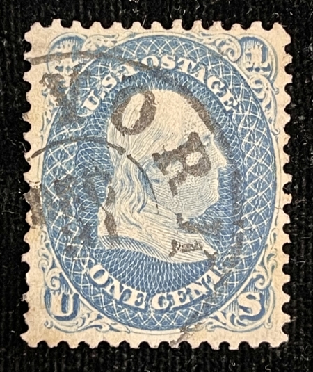 U.S. Stamps SCOTT #63 1c BLUE, USED, VF/XF, SOUND W/ PRECISE CENTERING, CLOSE TO GEM-CAT $45