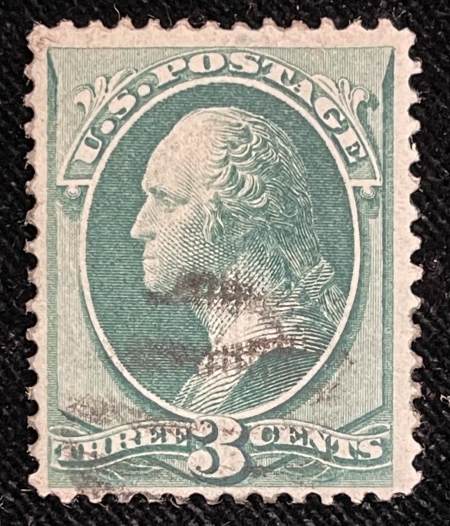 U.S. Stamps SCOTT #136 3c GREEN, GRILL, USED W/ SOME ORIGINAL GUM, abt VF, CAT $32.50