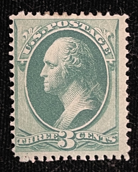 U.S. Stamps SCOTT #207 3c BLUE-GREEN, MOG-HINGED, FINE & FRESH, CATALOG $80