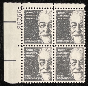 U.S. Stamps SCOTT #1295 PLATE BLOCK, $5 MOORE, MOG-NH, PO FRESH & VF, CAT $42.50