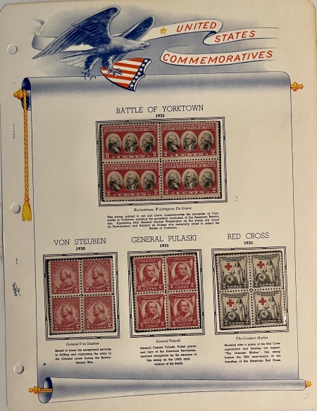 U.S. Stamps 1928-1935 COMMEMORATIVES/FARLEYS, SCOTT #649-771, BLOCKS OF 4-MOGNH ON ALBUM PGS
