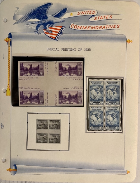 U.S. Stamps 1928-1935 COMMEMORATIVES/FARLEYS, SCOTT #649-771, BLOCKS OF 4-MOGNH ON ALBUM PGS