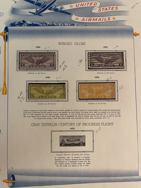 U.S. Stamps 1920s-50s COMMEMS/AIRMAILS, 25 PGS, BLOCKS, PANES, SINGLES-MOG & FRESH-CAT $300+