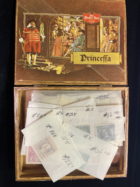 U.S. Stamps CIGAR BOX OF HIGHER VALUE U.S. USED SINGLES, 1860s-1920s, MOST FAULTY-CAT $1000+
