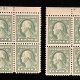U.S. Stamps SCOTT #498 PLATE BLOCKS (2), 1c GREEN, MOGNH, PO FRESH & VF+, CAT $70.