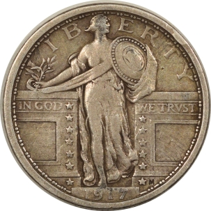 New Store Items 1917 TY I STANDING LIBERTY QUARTER, HIGH GRADE EXAMPLE