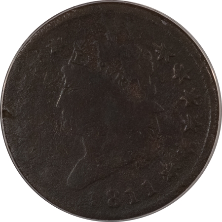 Classic Head Large Cents 1811 CLASSIC HEAD LARGE CENT – S-287  ANACS G4, DETAILS, CORRODED DAMAGED
